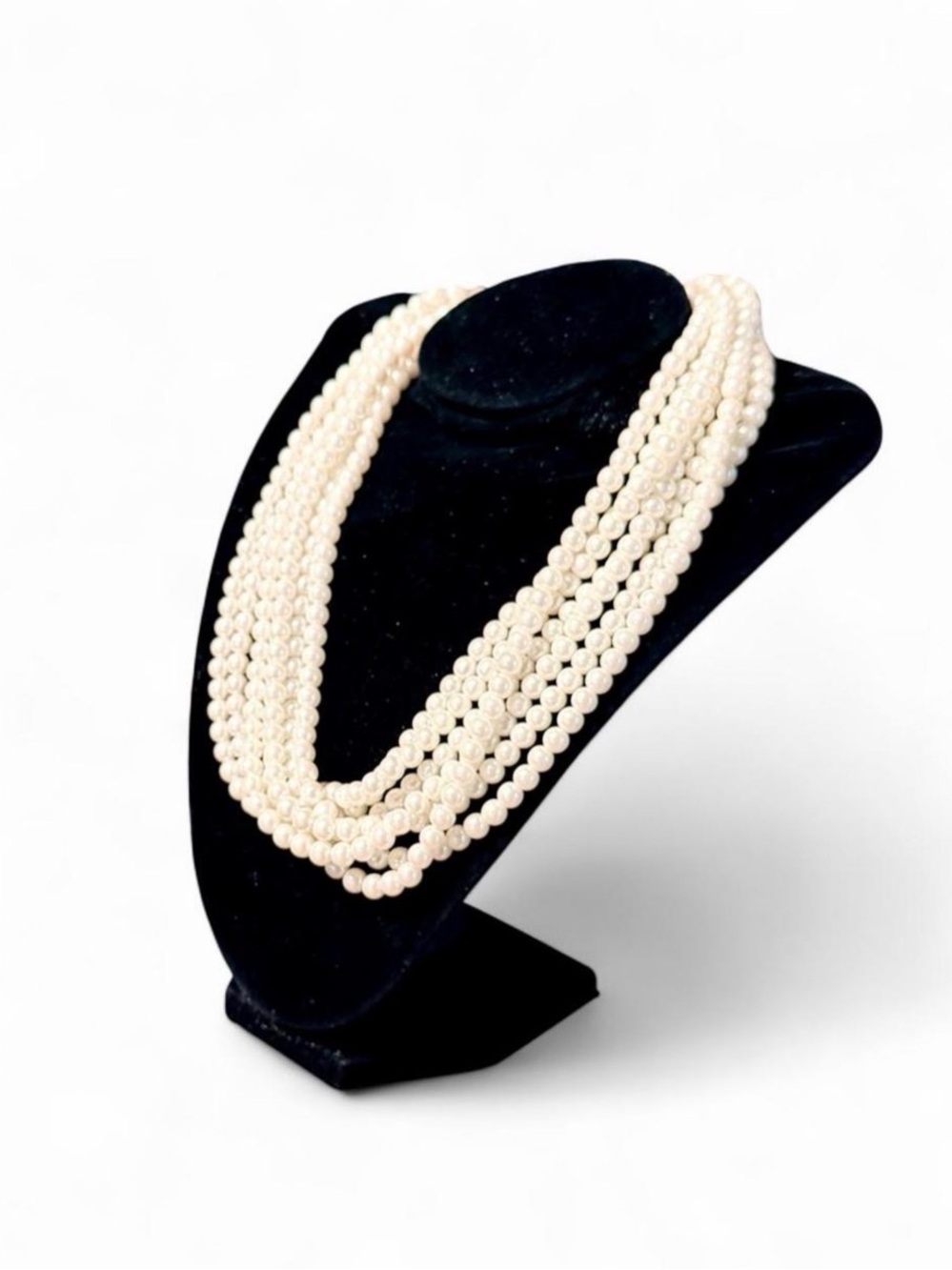 White Pearl Necklace with 6 Separate Strands